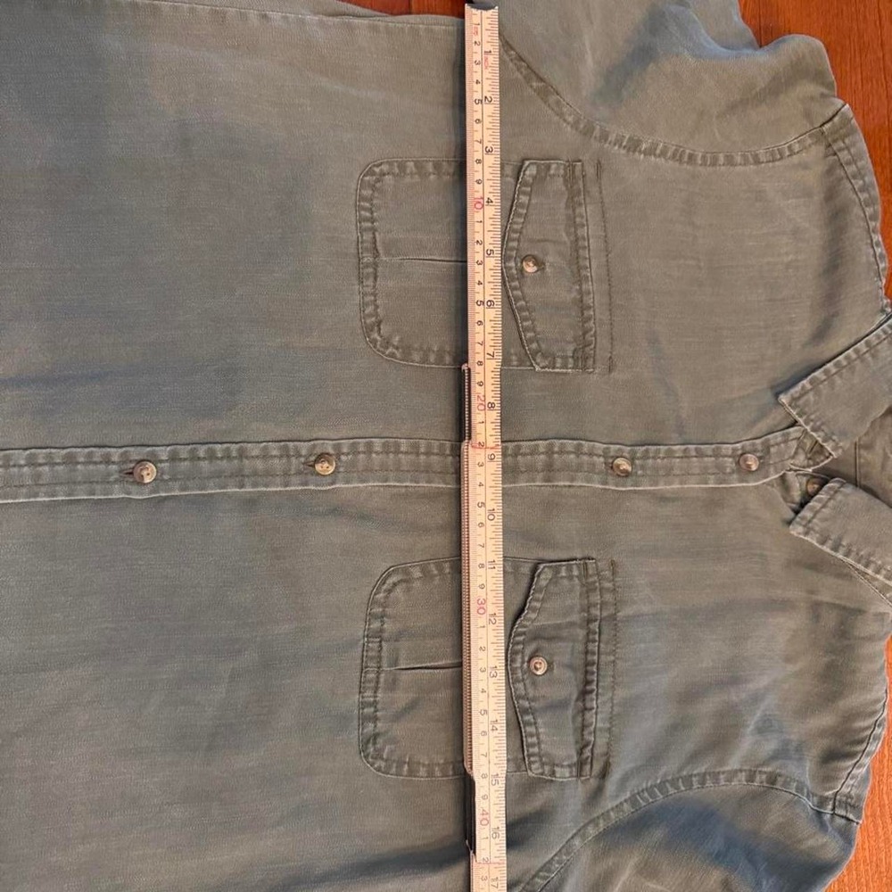 American Eagle Outfitters Mens Olive Green Lyocell Long Sleeve Utility Shirt S - Picture 6 of 7